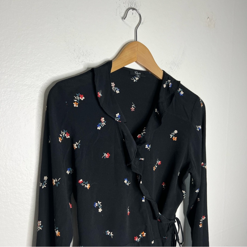 Rails Simone Wrap Blouse In Black Kyoto Floral Sz… - image 5